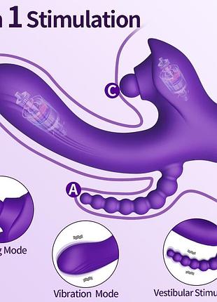 Вібратор кролик — patty, 7 vibration functions, 7 ball tappping, usb 10