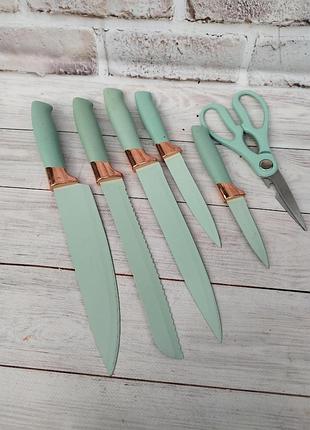 Набір кухонних ножів kitchenware 6 предметів бірюзовий