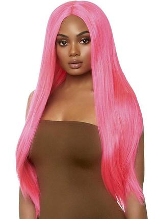 Перука жіноча довгий рожевий leg avenue long straight center part wig neon pink