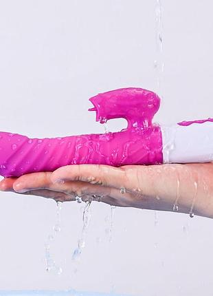 Вібратор кролик з язичком — silicone vibrator usb 7 function and thrusting function / heating purple 3