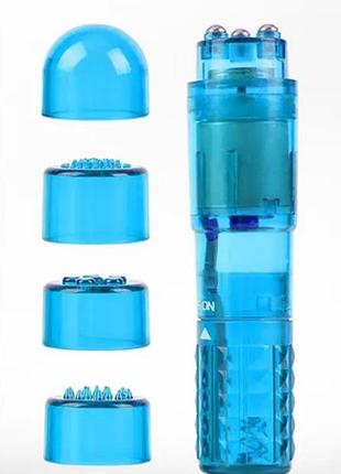 Вибратор мини со сменными насадками chisa basic luv theory ultimate massager, голубой 7