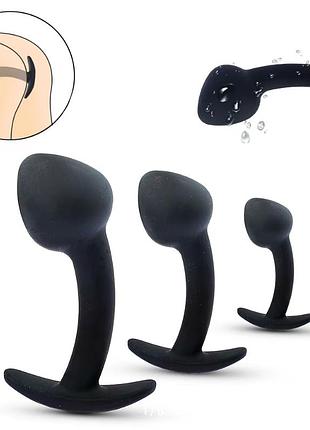 Анальна пробка - silicone black curved plug l 8