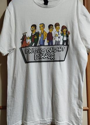 Футболка с героями сериала" friday night dinner" в стиле симпсонов бренда gildan
замеры:пог-45 см, длина изделия -63,длина рукава 19.