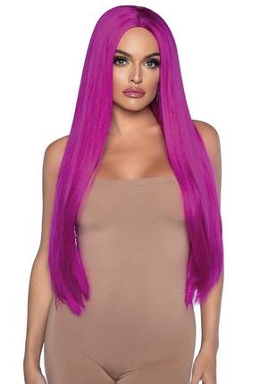 Перука жіноча довга рожева leg avenue long straight center part wig raspberry