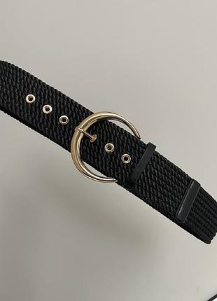 Широкий плетеный ремень пояс zara 85 90 95 черный, базовый, под платье, жакет, пальто, блейзер