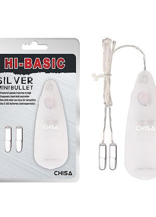 Мини-вибропули chisa hi-basic mini twins bullets на проводном пультом, серебристые 2