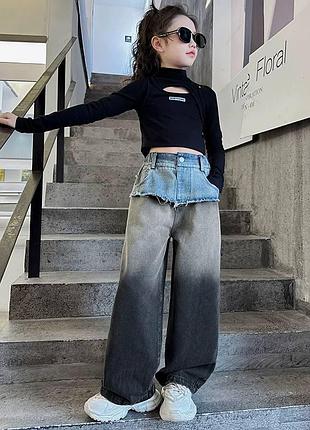 🔥 трендовые широкие джинсы для девочки 👖 градиент 110-170