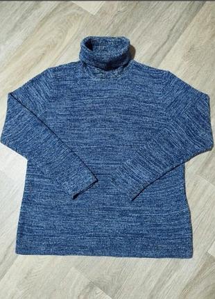 Свитер мужской h&m синий размер l , под горло