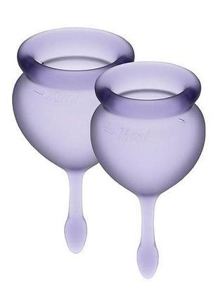 Менструальная чаша для критических дней - набор satisfyer feel good (lila), 15мл и 20мл