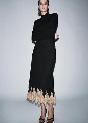 Спідниця zara zw collection combined lace skirt