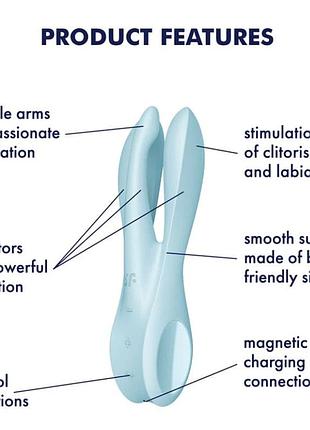 Вібратор кліторальний — satisfyer threesome 1 light blue 9