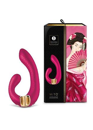 Вібратор-кролик shunga miyo raspberry — рожевий вібратор із подвійною стимуляцією для дорослих 7