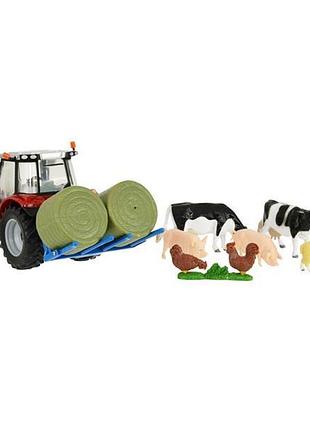 Набір britains модель трактора massey ferguson 5612 з вилами та фігурками 1:32 (43205)