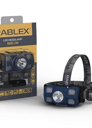 Налобный фонарь аккумуляторный rablex rb 963 led белый желтый свет + красная подсветка с датчиком движения