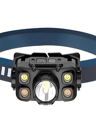 Налобный фонарь аккумуляторный rablex rb 959 led фонарик на голову с датчиком движения красной подсветкой