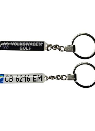 Брелок с номером volkswagen golf (двухсторонний)
