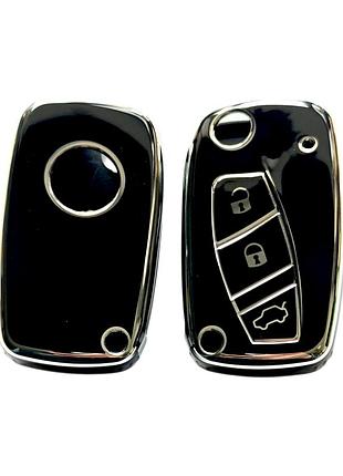 Чехол tpu черный для ключа fiat 500, panda, stilo, ducato, punto, doblo, bravo