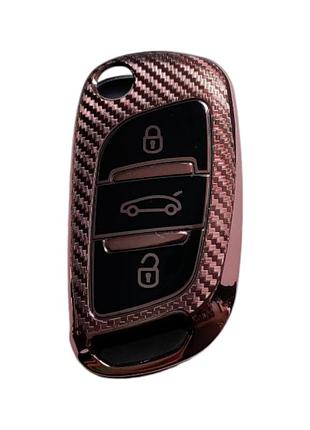 Чехол для ключа peugeot розовый