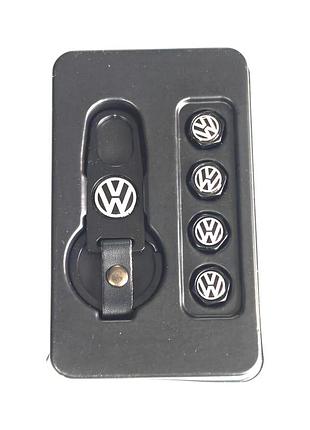 Колпачки на ниппель и брелок с логотипом volkswagen черный