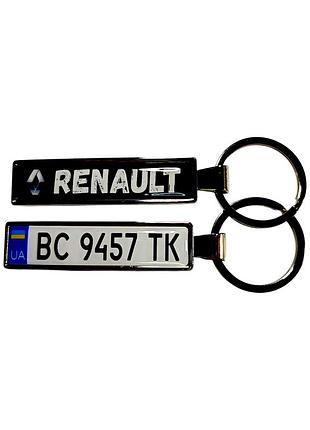 Брелок с номером renault (двухсторный vip black)