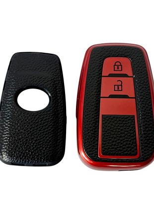 Чехол для ключа toyota, кожа красный