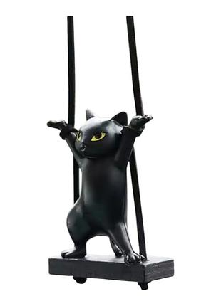Подвеска на зеркало, кошка на качеле,черная