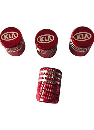 Металлические колпачки на ниппель с логотипом kia красный
