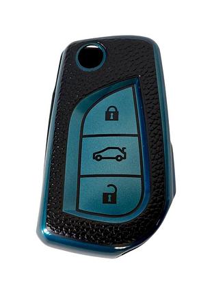 Чехол для ключа toyota, кожа синий
