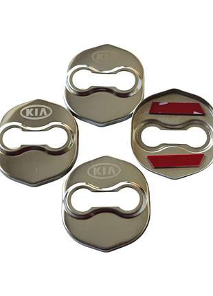 Накладки на дверной замок серебро с логотипом kia 01, k3, k5, forte, sorento 2009-2016