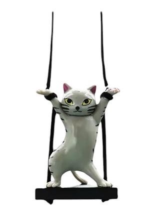 Подвеска на зеркало, кошка на качеле, серая