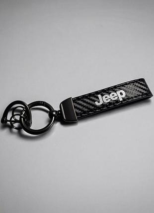 Брелок автомобильный кожаный с карабином jeep, экокожа и метал
