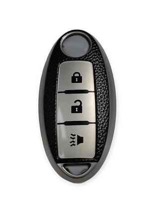Чехол для ключа nissan juke, leaf, micra, note, patrol, qashqai, rogue, tiida, x-trail серый