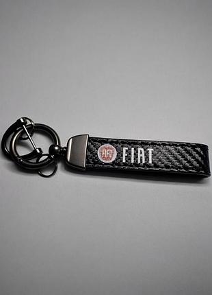 Брелок автомобильный кожаный с карабином fiat, экокожа и метал