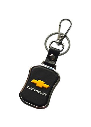 Брелок з логотипом авто chevrolet, карабін та кільце, металевий софт тач