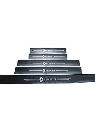 Защитная пленка накладка на пороги renault- черный карбон 5 шт.