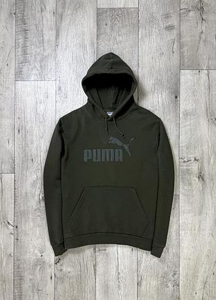 Puma кофта балахон l размер спортивная на флисе хаки с принтом