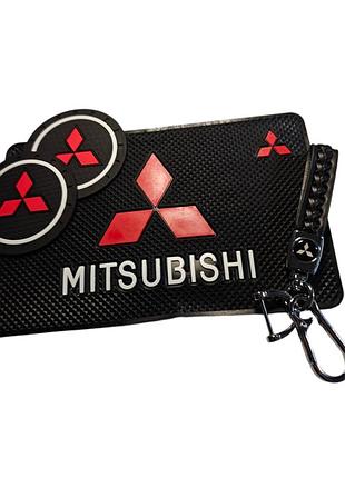 Комплект mitsubishi (мицубиси) брелок и антискользящие коврики в авто