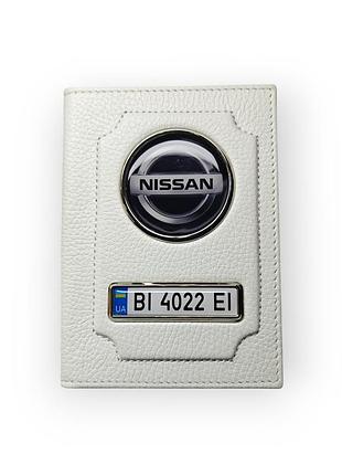 Обложка для автодокументов nissan, натуральная кожа