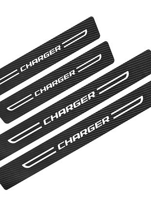 Захисна плівка накладка на пороги та бампер для dodge charger чорний карбон 4 шт