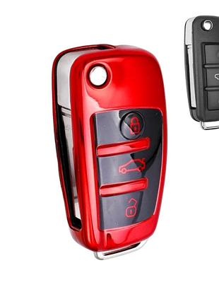 Чехол для ключа audi, глянец, красный