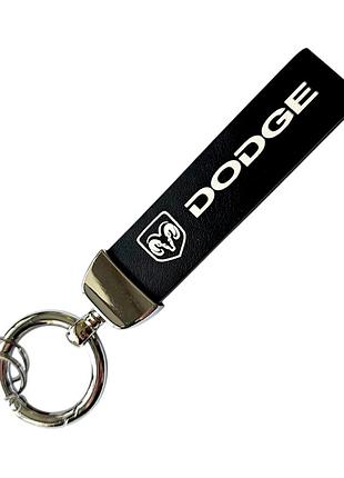 Брелок автомобильный с карабином dodge, экокожа и метал