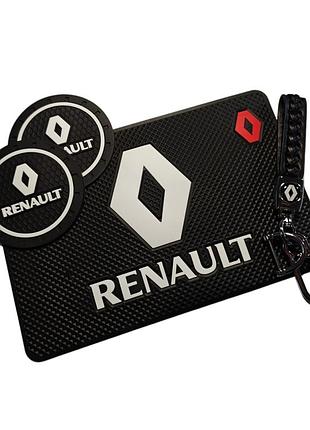 Комплект renault (рено) брелок и антискользящие коврики в авто