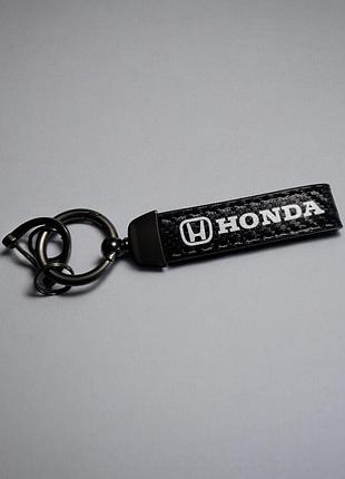 Брелок автомобильный кожаный с карабином honda, экокожа и метал