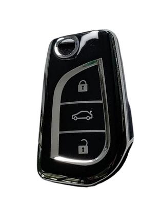 Чехол для ключа toyota, глянец, черный