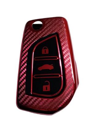 Чехол для ключа toyota, красный карбон