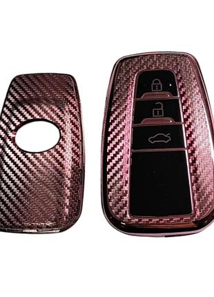 Чехол для ключа toyota, розовый карбон