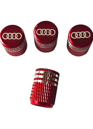 Металлические колпачки на ниппель с логотипом audi красный