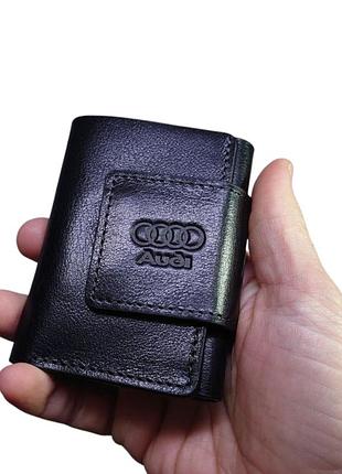 Портмоне mini с логотипом авто audi, 100х75х15 мм глянцевая кожа