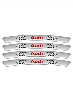 Металлические наклейки на авто диск с логотипом audi, серые