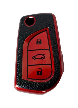 Чехол для ключа toyota, кожа красный